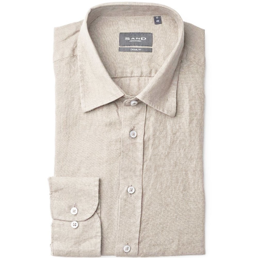 SAND Copenhagen Men's 8823 Simon N Button Down Shirt Oatmeal